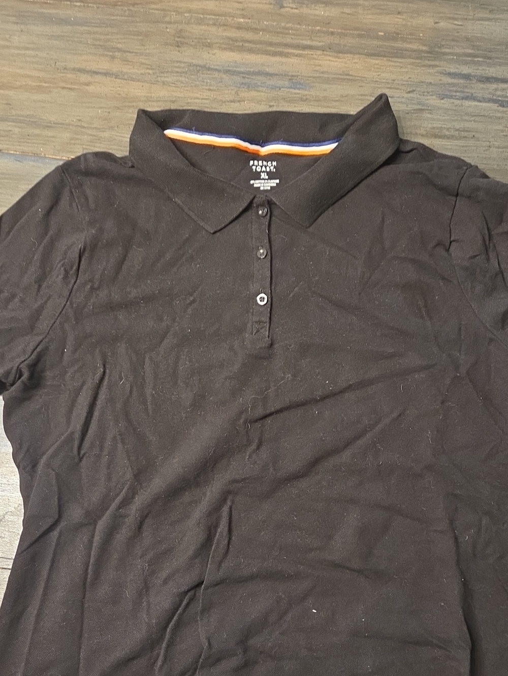 French Toast Black Short-Sleeve Polo with Contrast Neck Trim